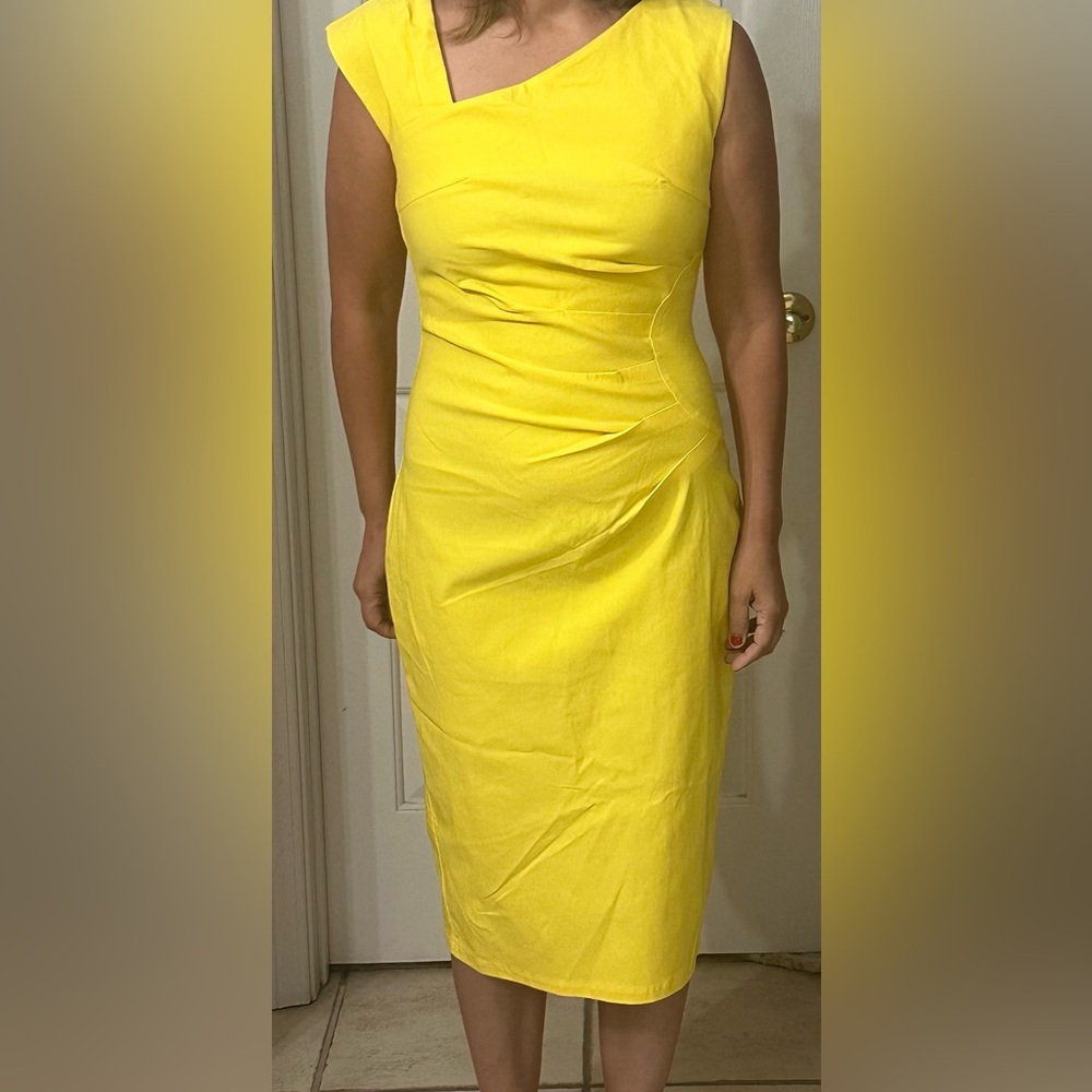 Elegant One Shoulder Yellow Dress